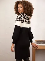 Animal Print Colour Block Dress