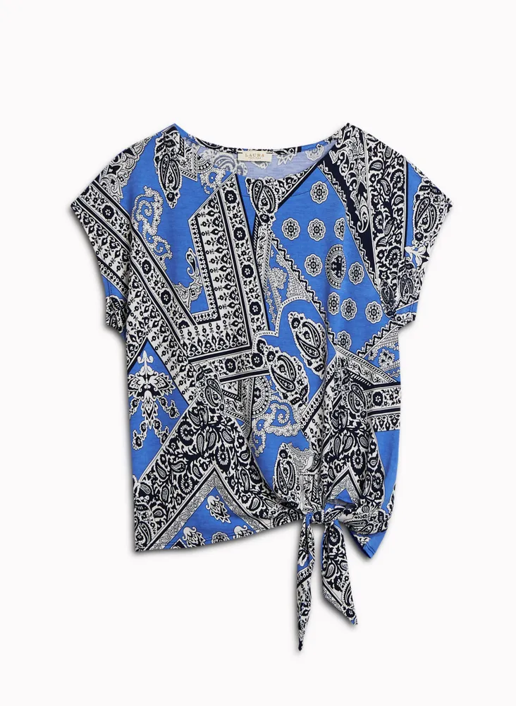 Paisley Print Tie Detail Tee