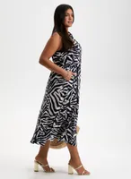 Zebra Print Button-Down Dress