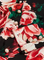 Rose Print Button-Down Blouse