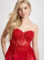 Lace Corset Strapless Dress