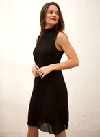 High Neck Plissé Dress