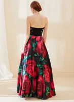 Strapless Floral Ball Gown