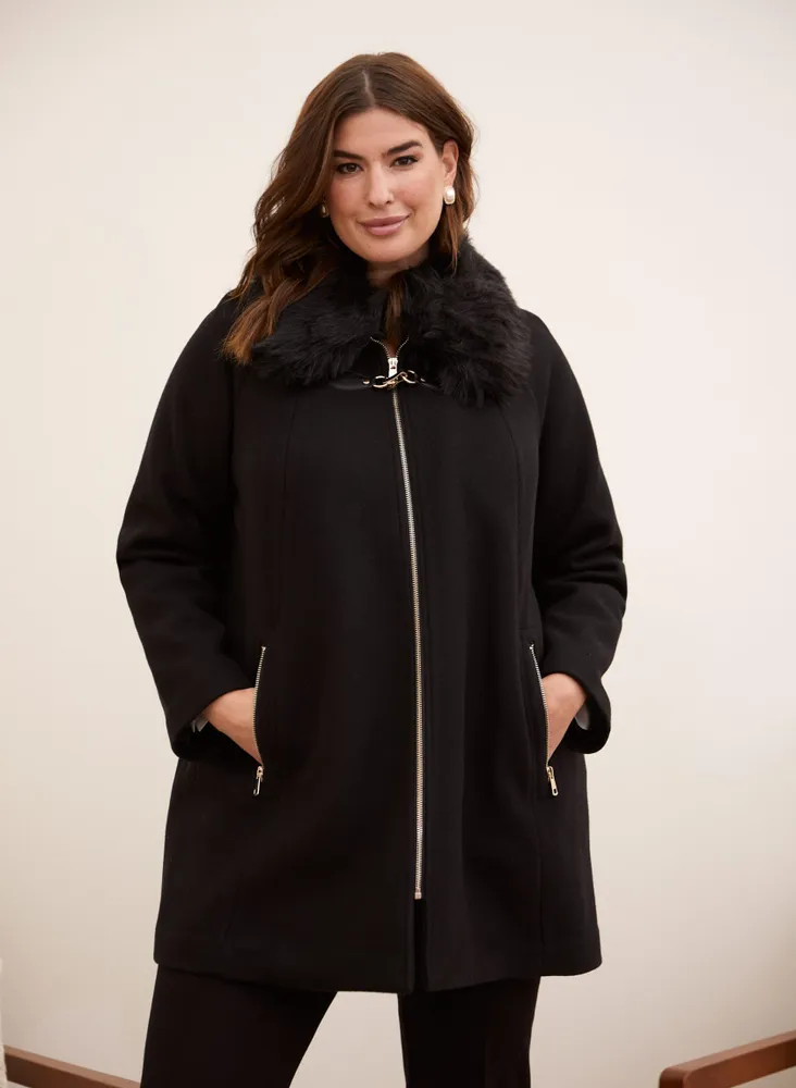 Stretch Wool Blend Coat