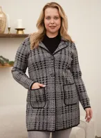 Houndstooth Button Front Coatigan