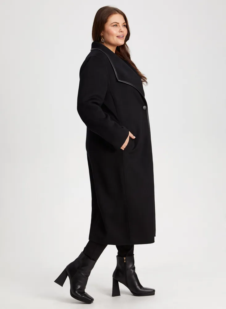 Wrap Style Wool Blend Coat