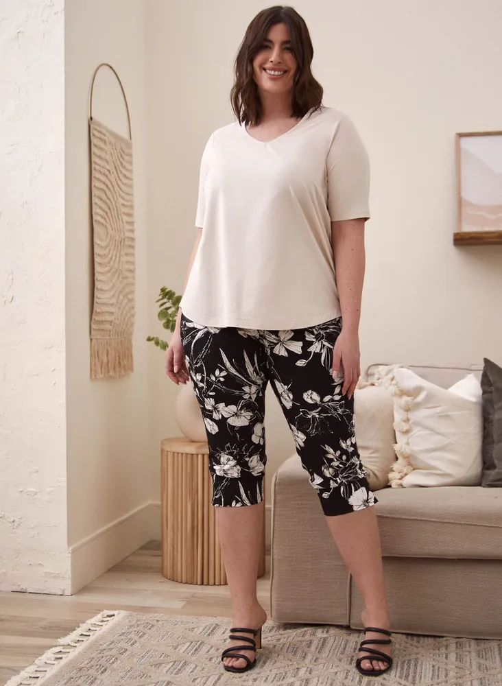 Floral Print Bengaline Capris