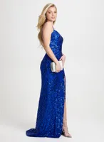 Front Slit Sequin Detail Gown