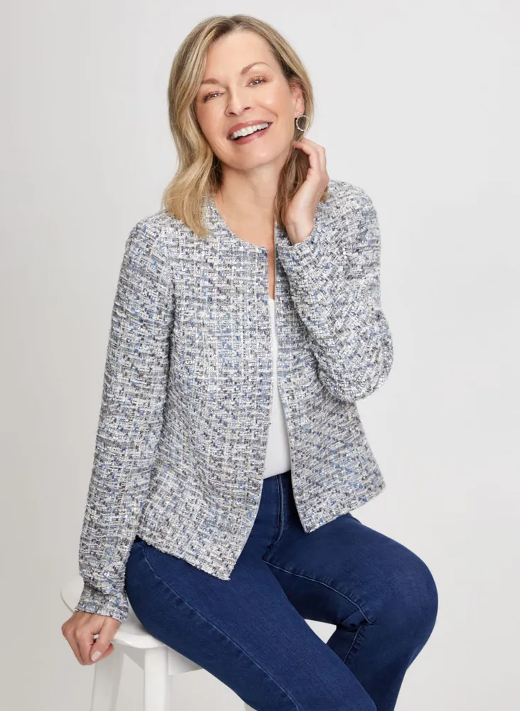 Collarless Bouclé Jacket