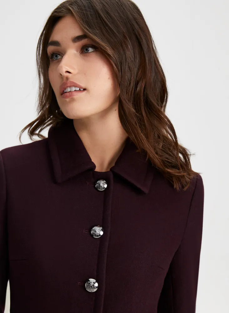 Button-Down Wool Blend Coat