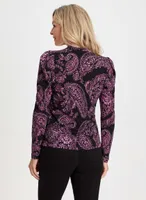 Long Sleeve Paisley Print Top