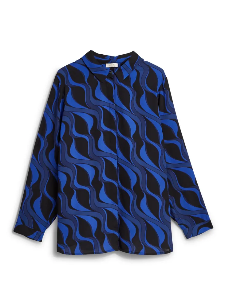 Wave Motif Button-Up Tunic