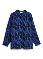 Wave Motif Button-Up Tunic