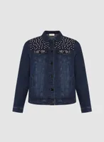 Pearl & Rhinestone Embellished Denim Jacket