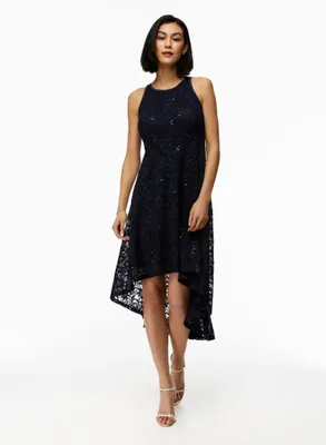 High-Low Lace & Sequin Dress