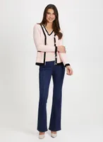 Pearl Button Two-Tone Cardigan