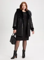 Embossed Faux Shearling Coat