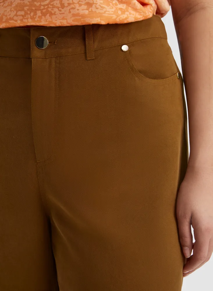 Pocket Detail Wide Leg Gaucho Pants