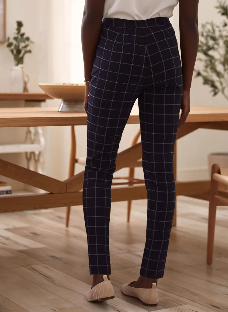 City Fit Windowpane Print Pants