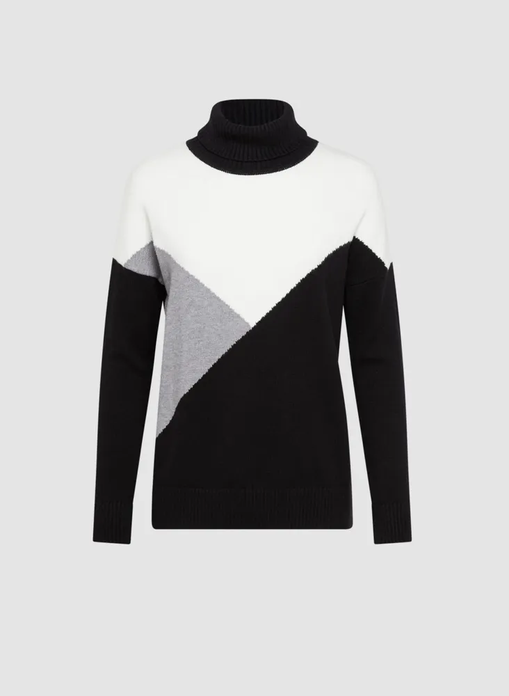 Colour Block Turtleneck Sweater
