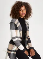 Plaid Open Front Coatigan