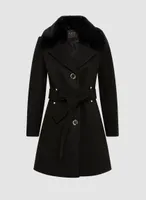 Belted Stretch Wool Blend Coat