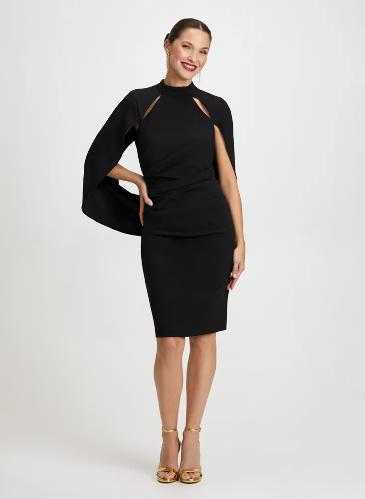 Cut-Out Detail Drape Sleeve Dress