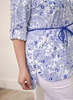 Floral Paisley Print Button-Up Tunic