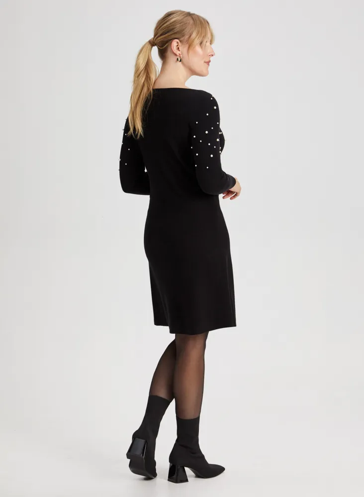 Pearl Detail Sweater Dress