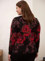 Rose Print Crewneck Sweater
