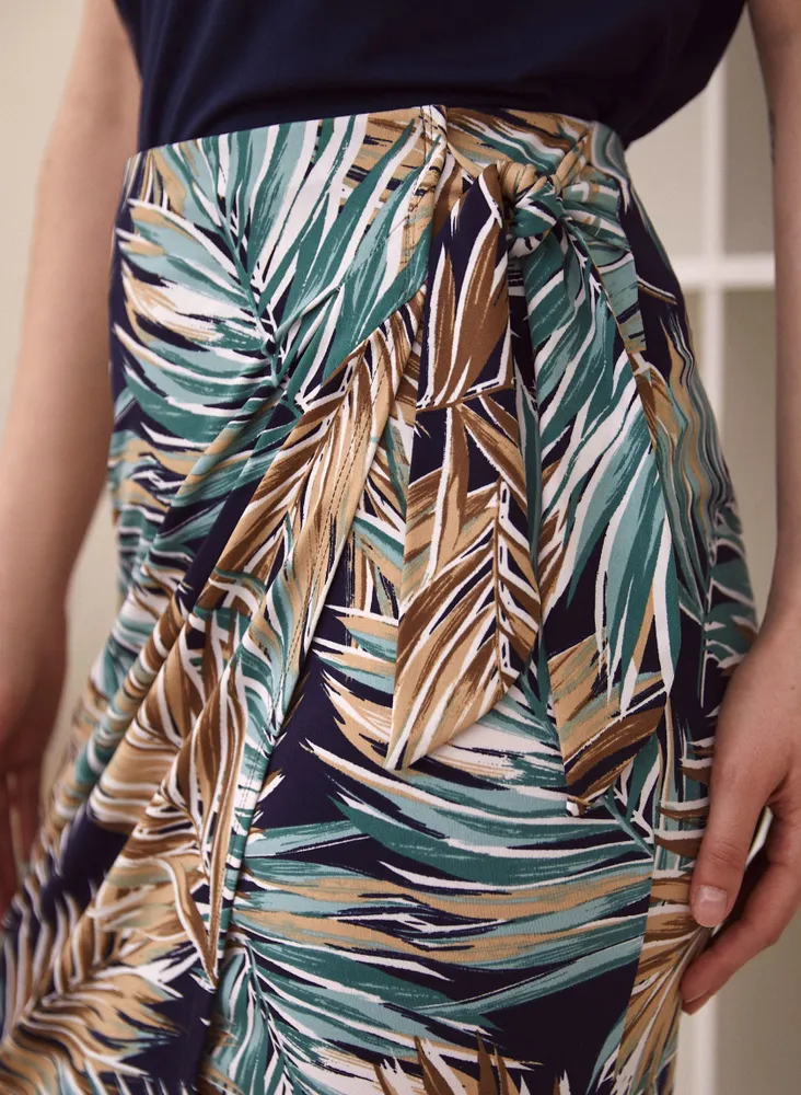 Tropical Print Pull On Skirt