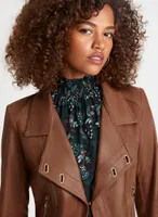 Eyelet Detail Faux Suede Jacket