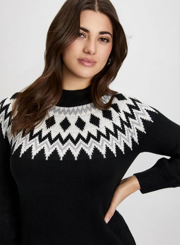 Diamond Pattern Sweater Dress