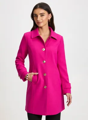 Button Front Tricotine Coat