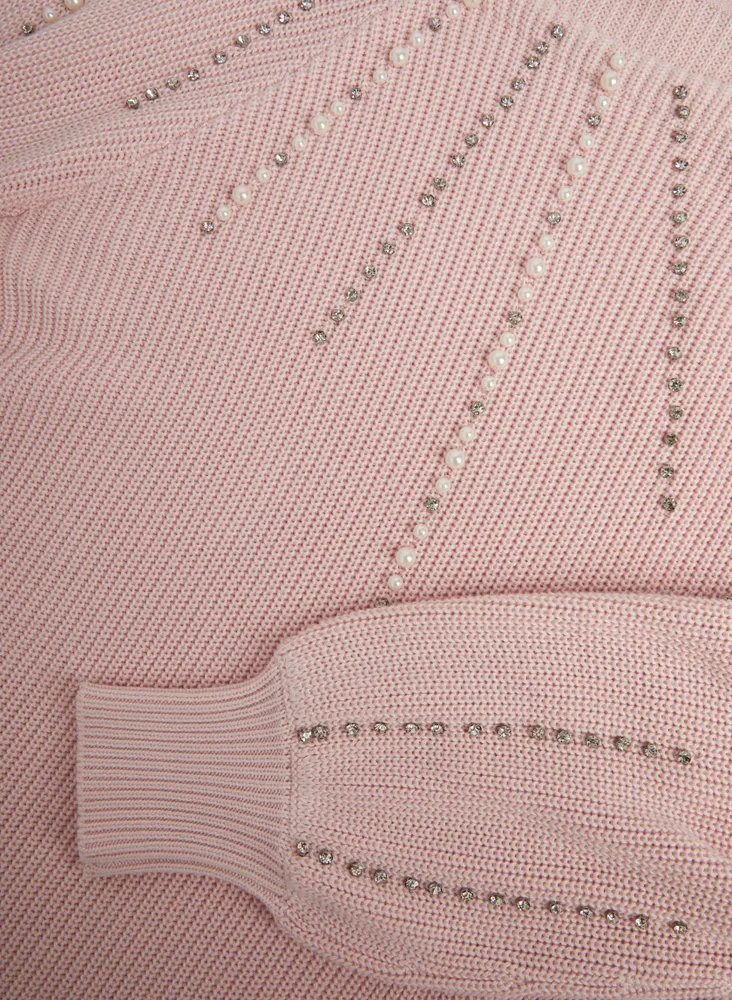 Pearl & Rhinestone Detail Sweater