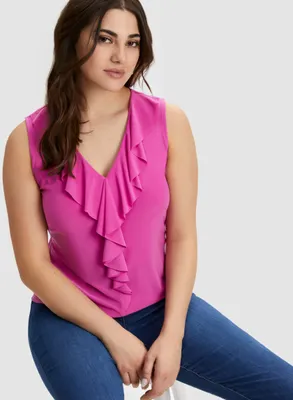 Ruffle Front Sleeveless Top