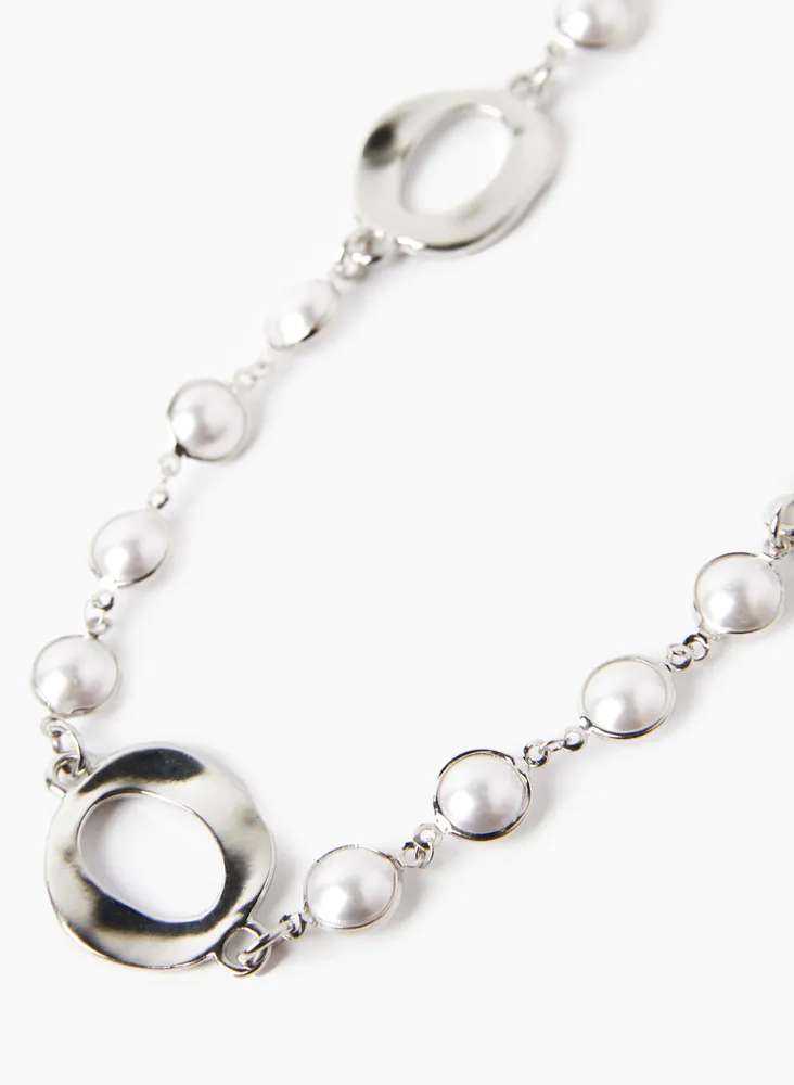 Open Ring Pearl Necklace