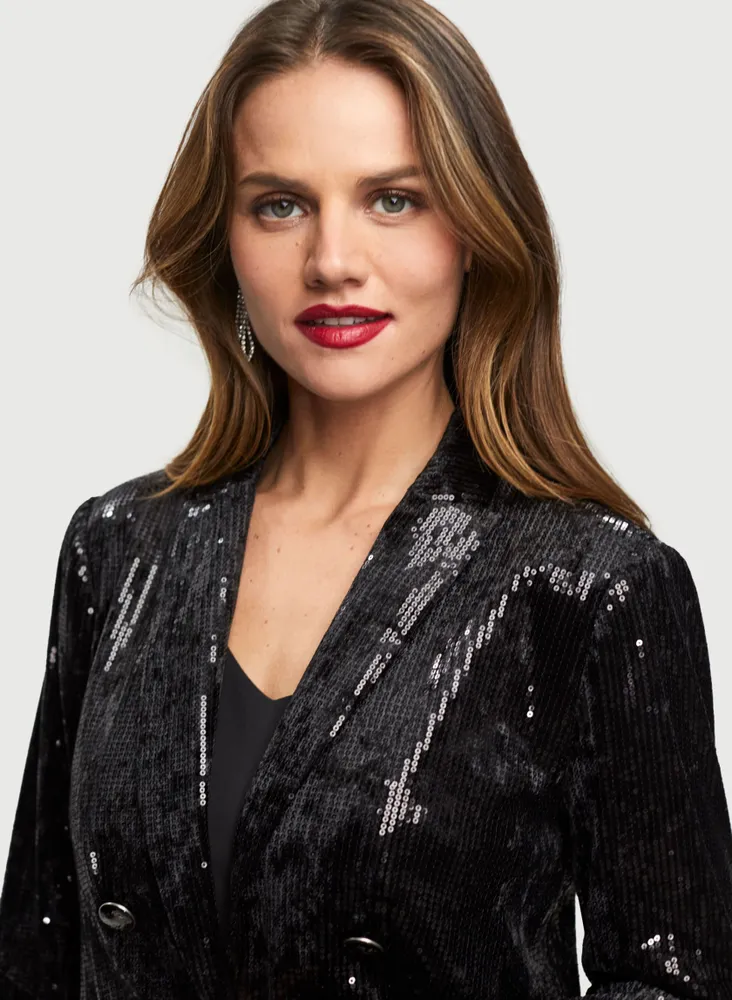 Button Front Sequin Jacket