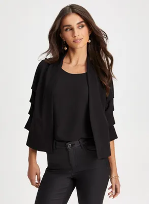 Pinched Sleeve Open Front Top