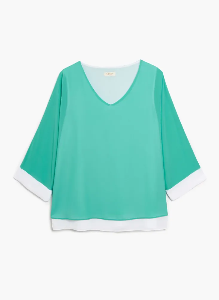 Colour Block Chiffon Blouse