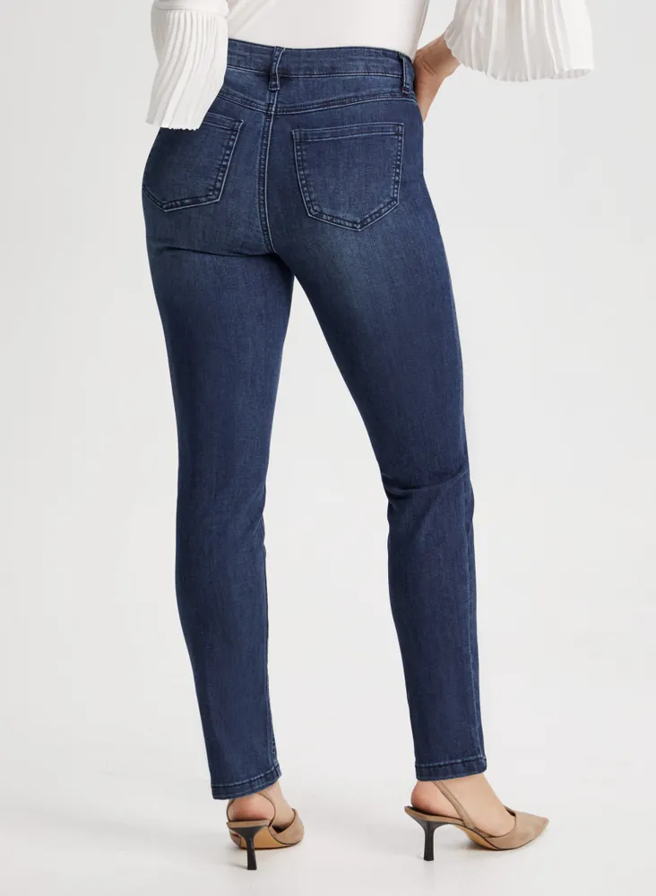 Paisley Appliqué Straight Leg Jeans