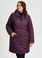 Vegan Down Chevron Quilted Coat