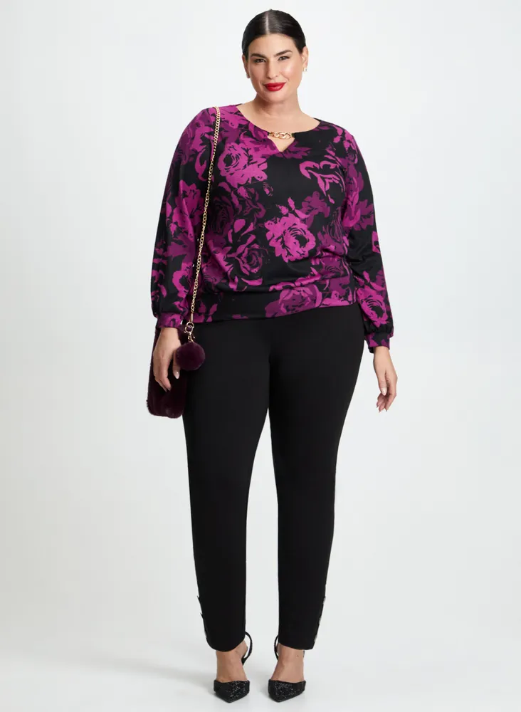 Rose Motif Keyhole Detail Blouse