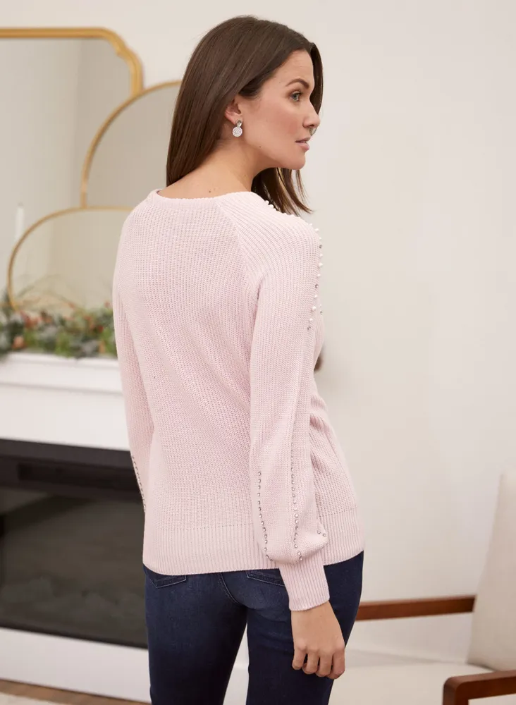 Pearl & Rhinestone Detail Sweater