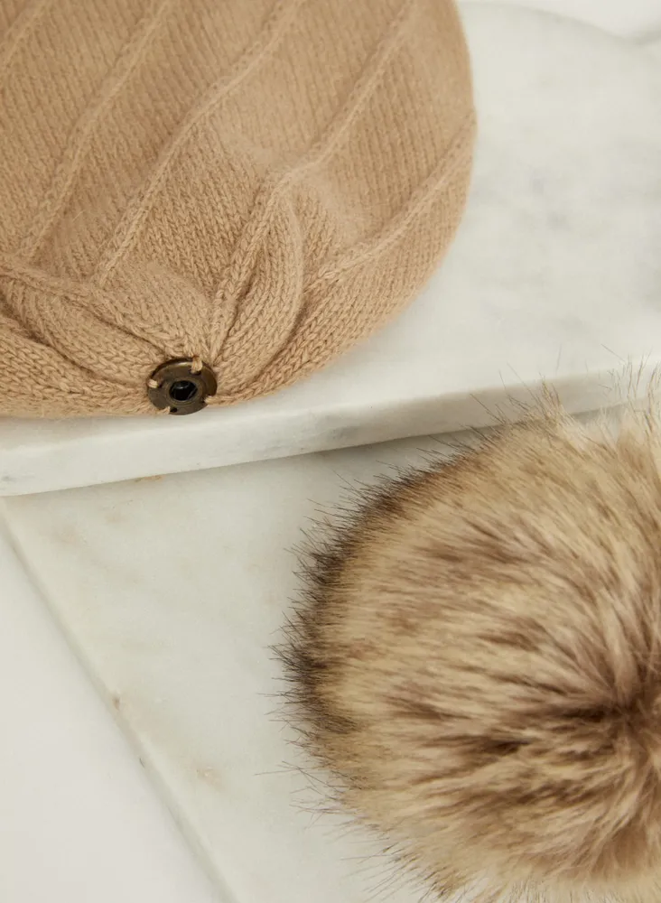 Faux Fur Pompom Hat