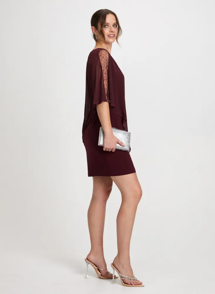 Beaded Sleeve Layered Effect Dress