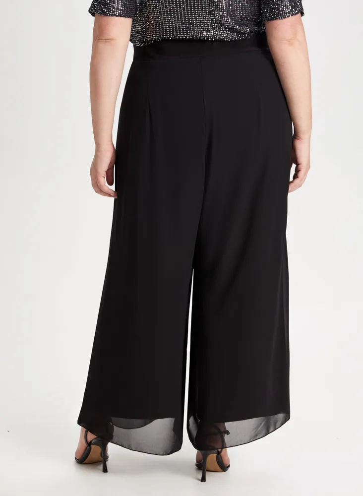 Chiffon Wide Leg Pull-On Pants