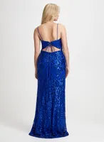 Front Slit Sequin Detail Gown