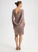 Metallic Drape Sleeve Dress