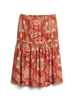 Paisley Print Tiered Hem Skirt